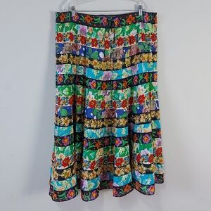 Zero Zero Floral Maxi Skirt Medium Long Drawstring Fairy Grunge Cottagecore Punk